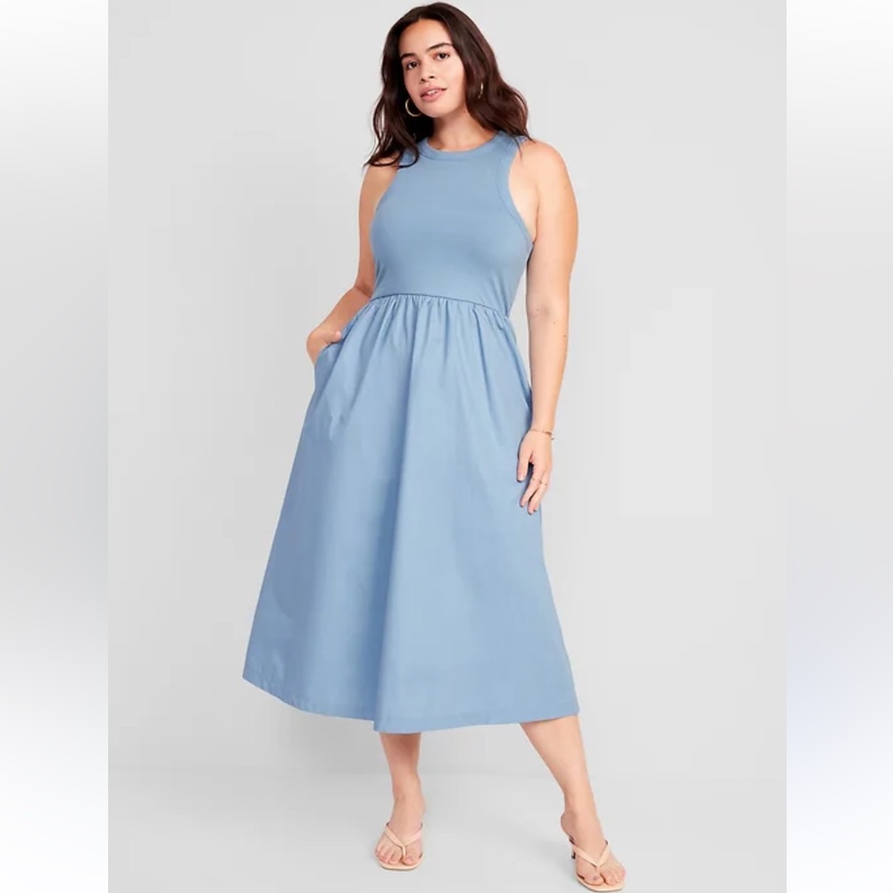 Elegant Blue Sleeveless Dress